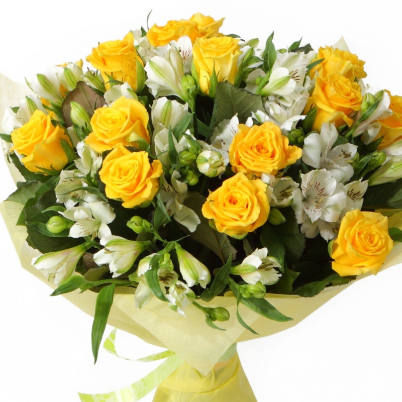 Букет из роз и альстромерий "Мерси"